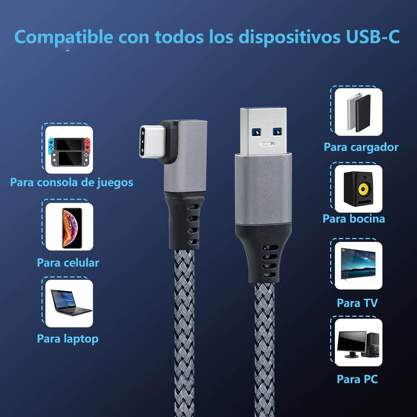 Cable Link de Transferencia YUTVXAC Negro para Oculus Quest 3 con Alta Velocidad y Carga Rápida para Juegos VR