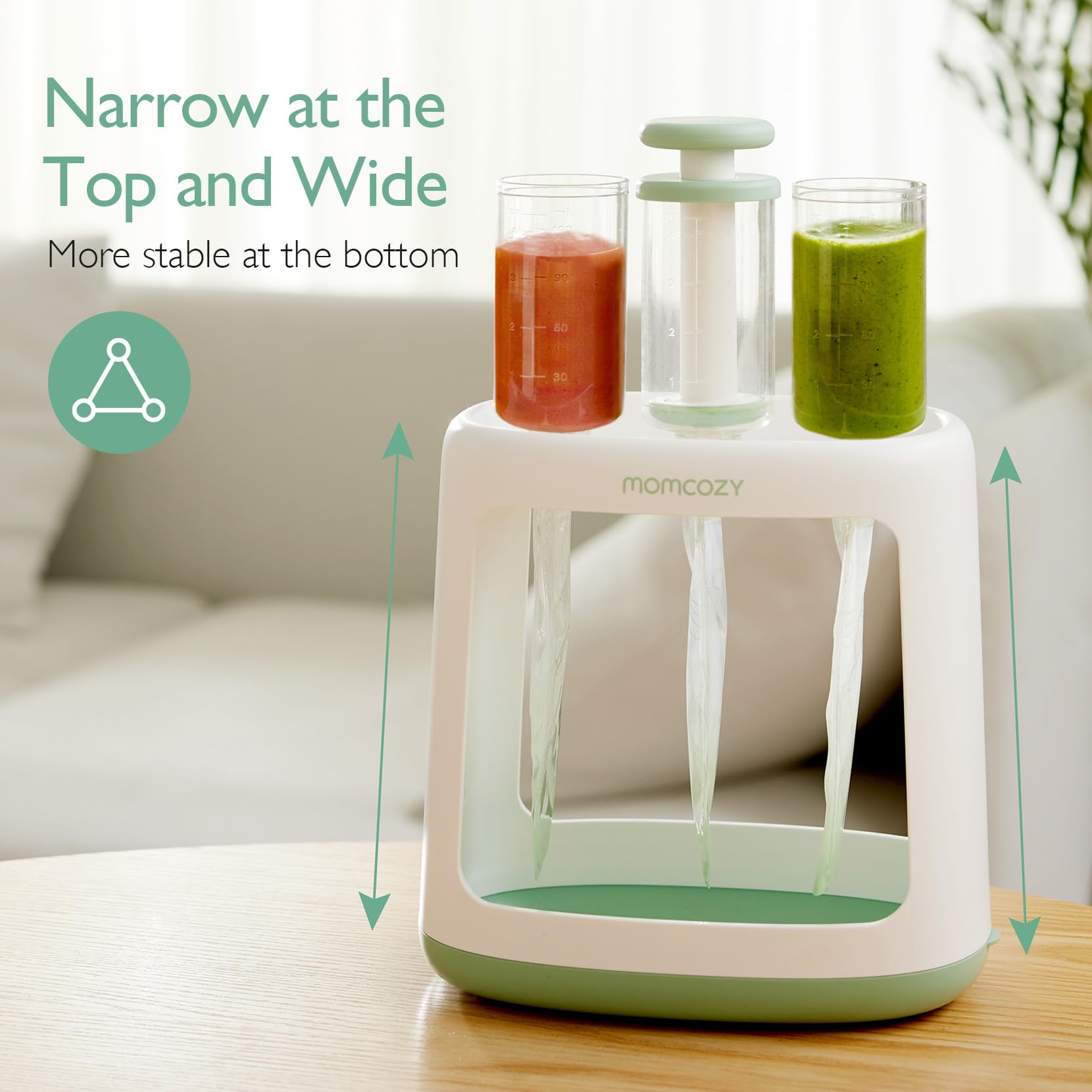 Momcozy – Estación de Compresión y Rellenado para Comida de Bebé y Purés Caseros, Libre de BPA, Apta para Lavavajillas, con Bolsas Reutilizables para Bebés y Niños Pequeños, Fácil y Práctico