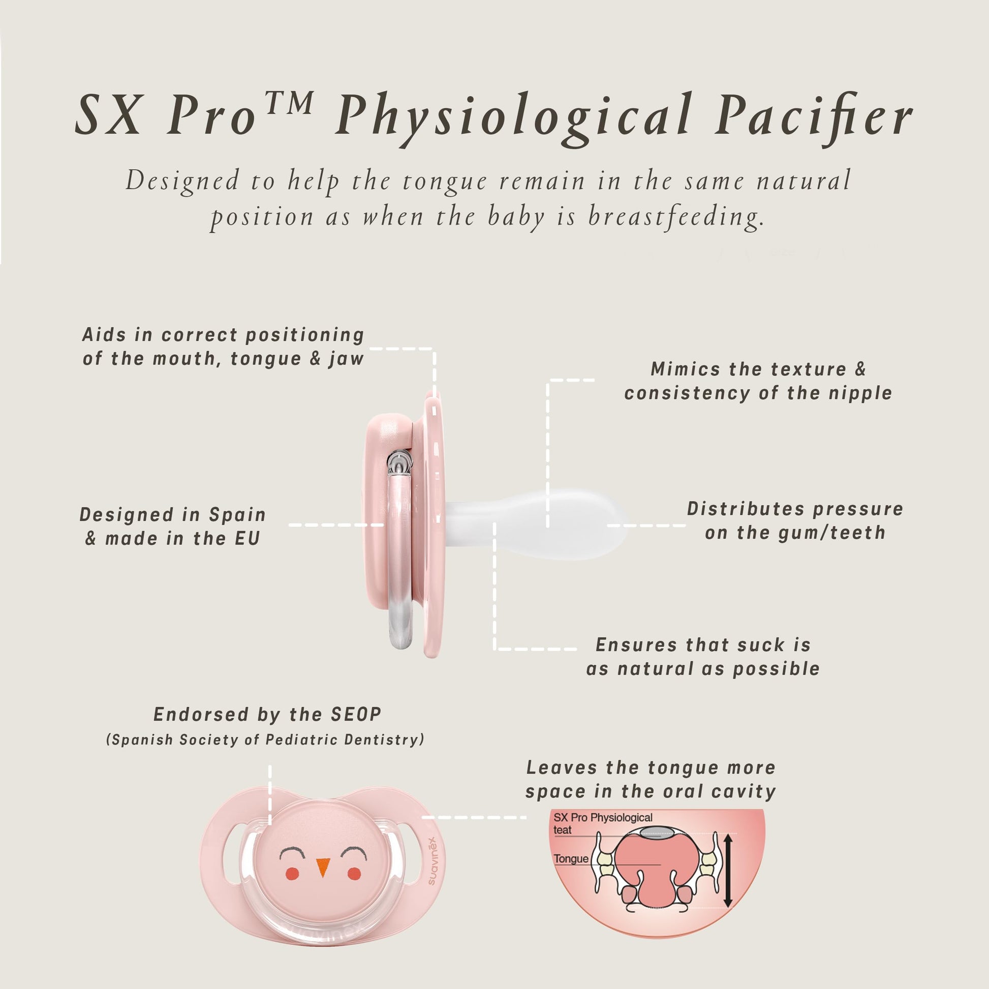 Suavinex, Chupete, 18 Meses+, 2 Pack, Mint/Beige