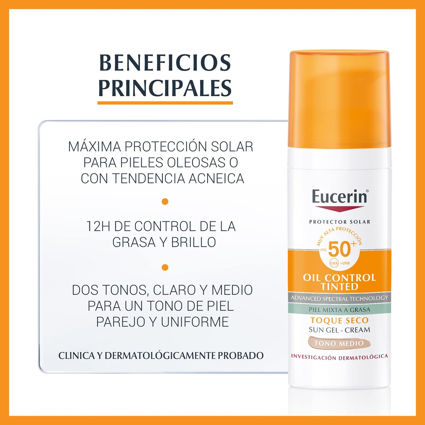 Kit Eucerin DermoPure Gel Limpiador Facial, 200 ml + Eucerin Sun Oil Control Fps 50+ Tono Medio 50Ml