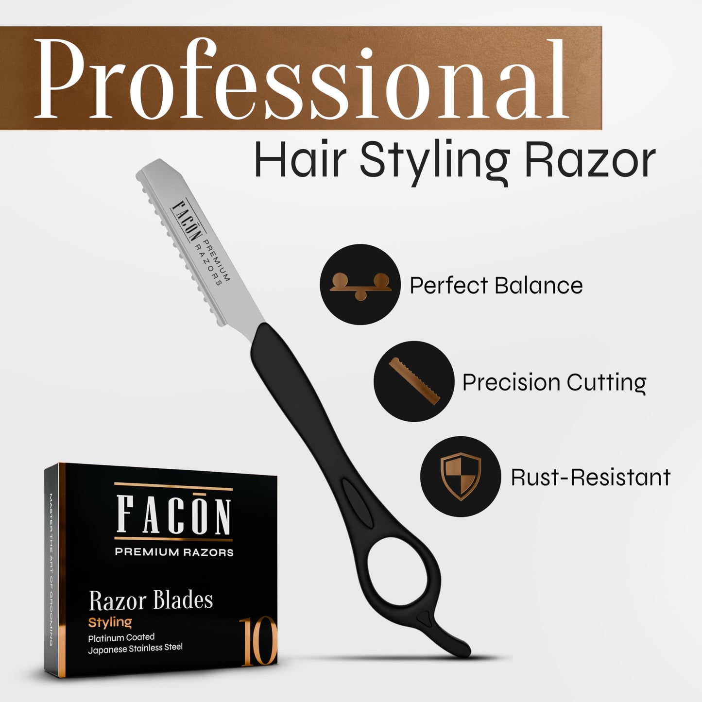 Maquinilla de afeitar profesional de Facón para estilizar el cabello y texturizar el cabello + 10 cuchillas de repuesto