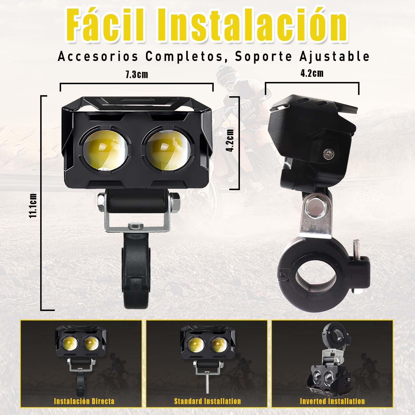 AUTOFAST 65w Luces para Moto, 6500k 8000LM Faros Auxiliares Para Moto,Luz Antiniebla Motocicleta, Exploradoras Para Moto, Faro Led Para Moto Con Lente,Faros De Intermitentes para moto - 2pcs