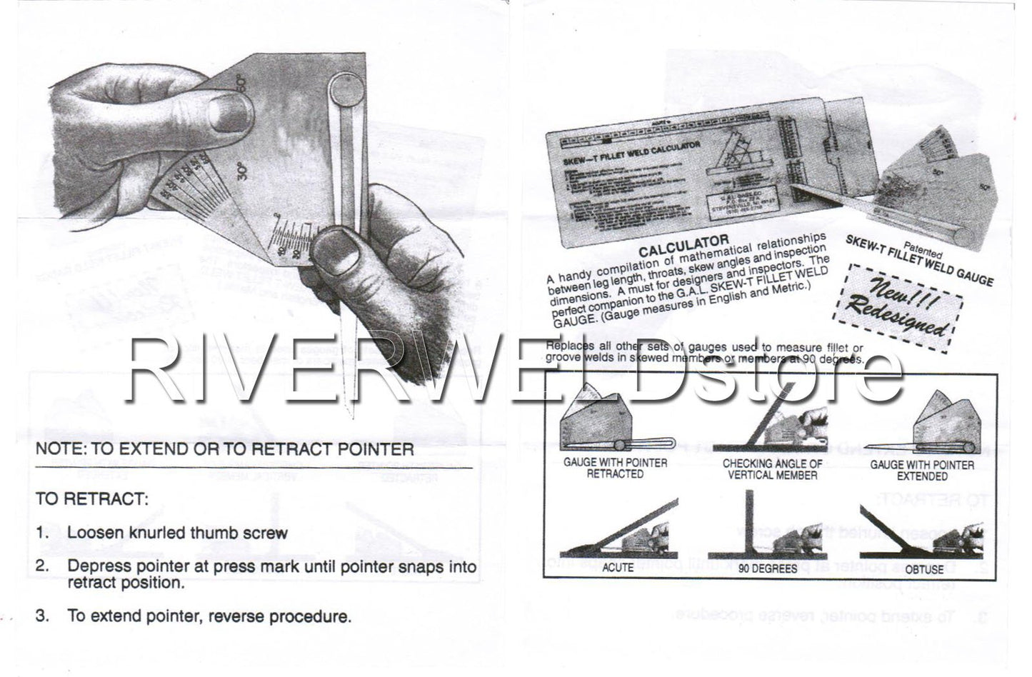 Calibrador de Soldadura RIVERWELD Skew-T Vertical Inspección de Ángulo