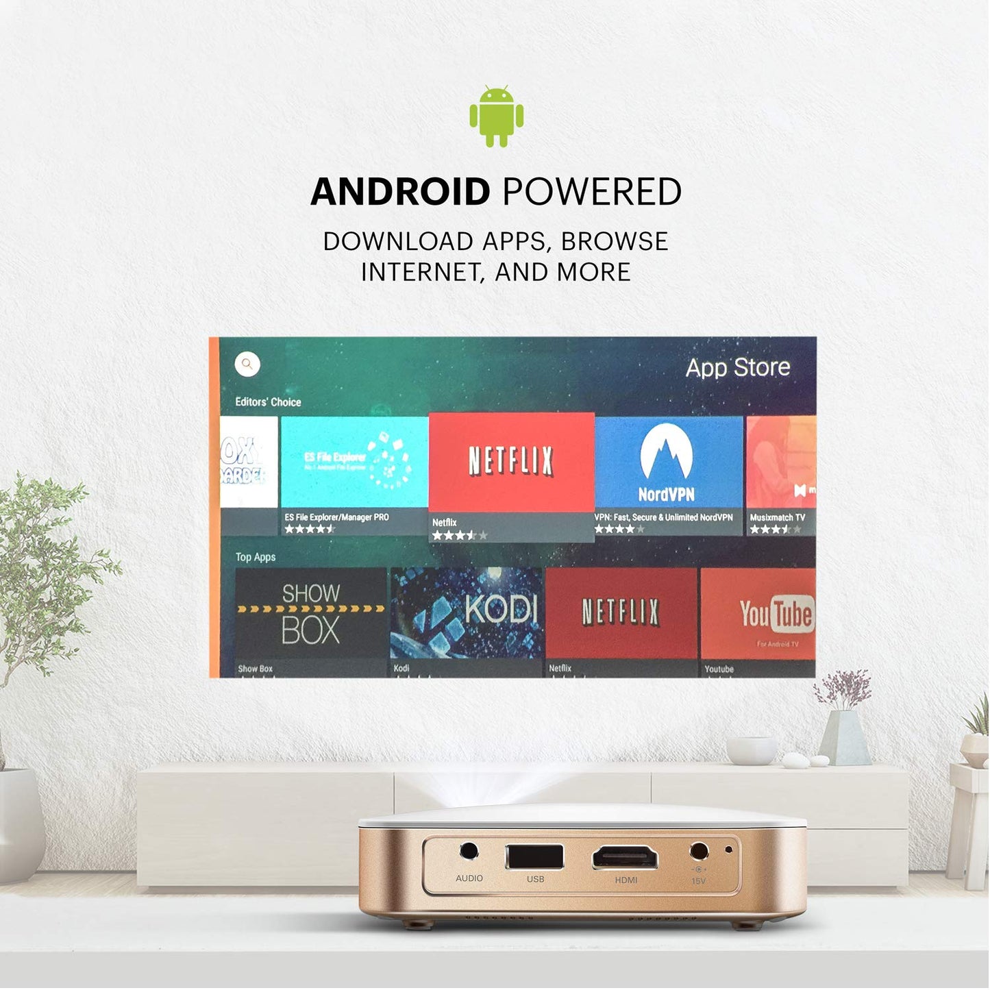 KODAK Luma 350 Proyector inteligente portátil | Potente proyector de video recargable Ultra HD Android 6.0 - Incluye funda suave