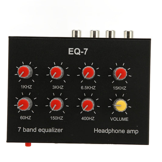 GOWENIC Ecualizador de Sonido de 7 Bandas de Doble Canal con Ajuste de Graves Altos de 12 DB, Salida de Entrada, Interfaz de 3,5 Mm, Compatible con Auriculares para Audio de Automóvil