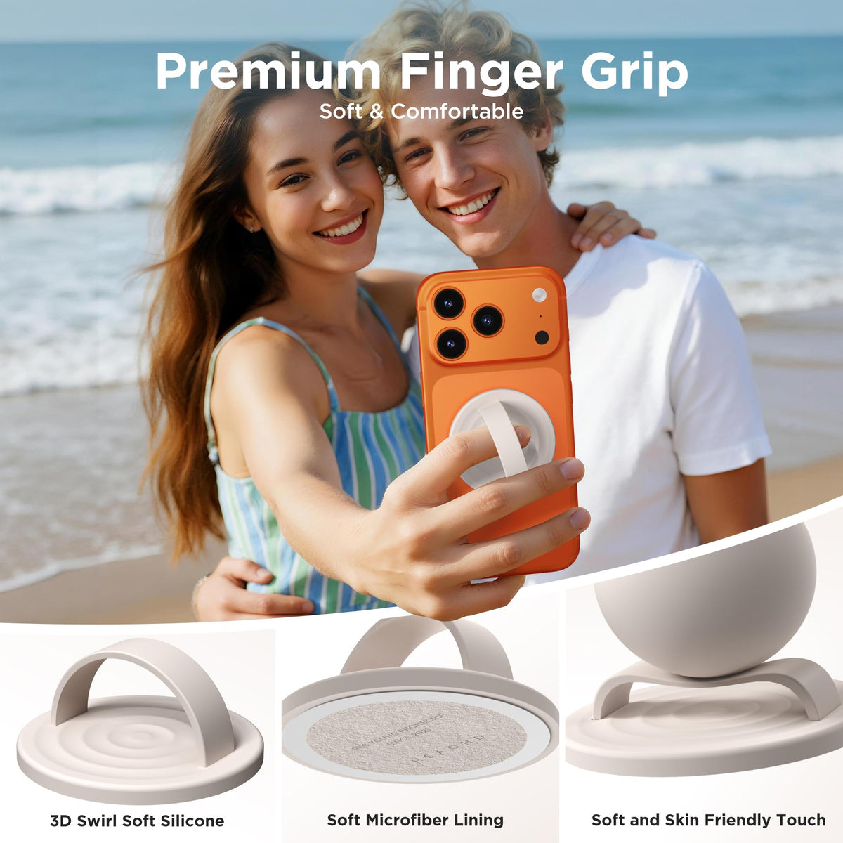 Anillo Magnético HSAOHD Negro para Teléfono con Silicona Líquida Compatible con MagSafe para iPhone 17/16/15/14/13/12 Pro