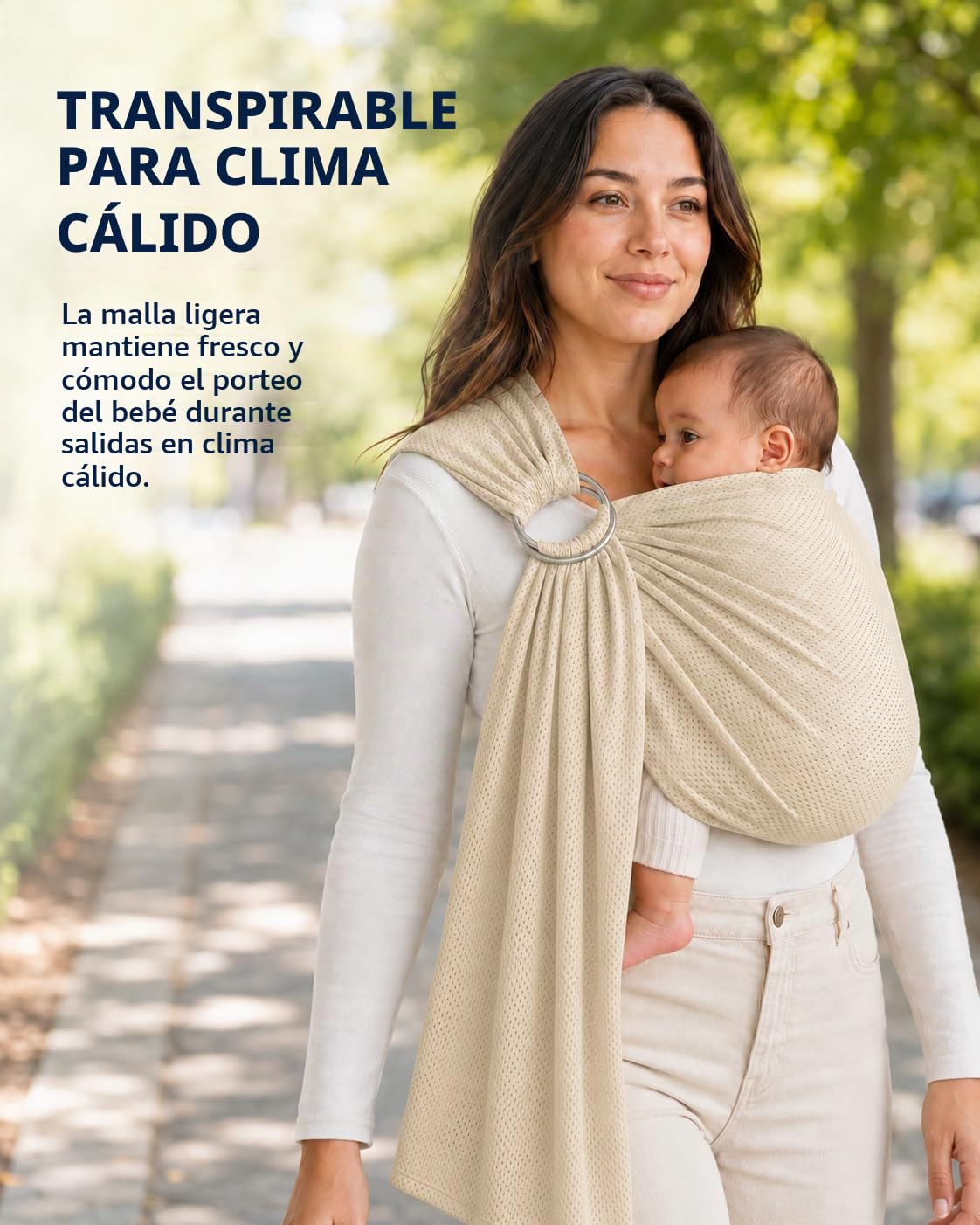 Vlokup Baby Water Ring Sling Carrier | Lightweight Breathable Mesh Baby Wrap for Infant, Newborn, Kids and Toddlers | Perfect for Summer, Swimming, Pool, Beach | Great for Dad too champagne