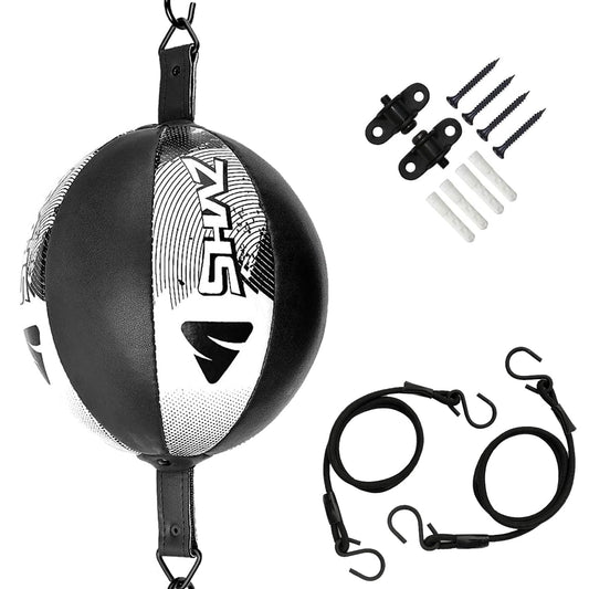 Bolsa de Boxeo de Doble Extremo SHAZ Negro Blanco con Cuerdas Elásticas para Entrenamiento en Casa y Gimnasio