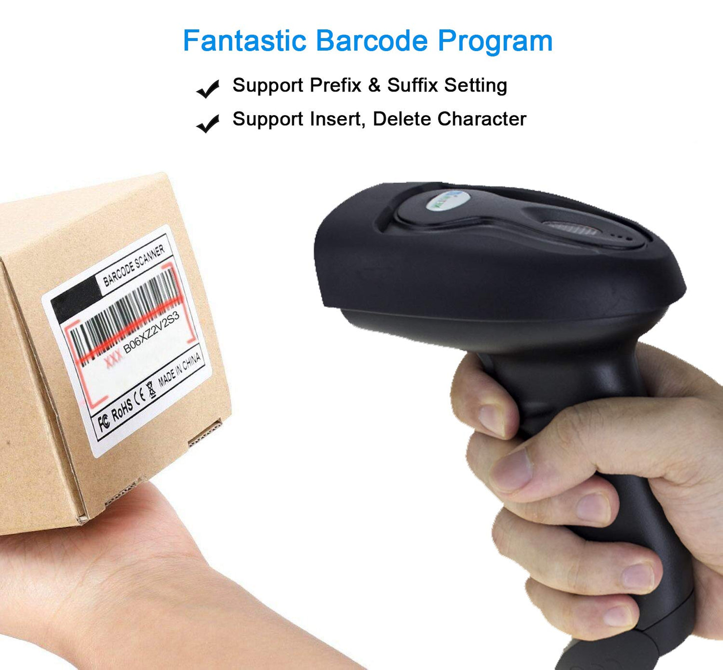 Escáner de Código de Barras NETUM Negro Inalámbrico y con Cable USB 2 en 1 Recargable