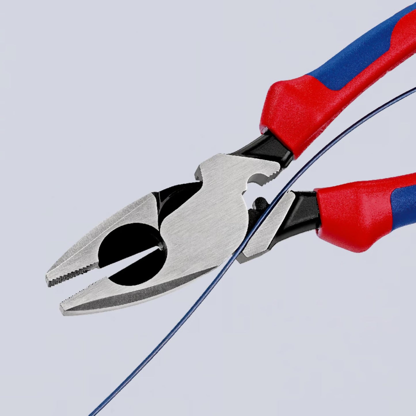 Knipex 09 12 240 SB Alicate Universal Lineman's Pliers Modelo Americano Atramentado con Fundas en Dos Componentes, 240 mm, color negro