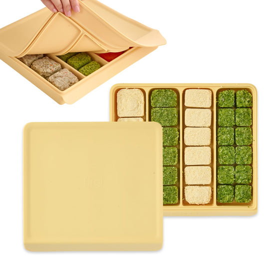 Firgi - Contenedor de almacenamiento de alimentos para bebés con tapa, 26 onzas, 4 compartimentos, apilable, preparación de comidas para alimentos de bebés, purés, aperitivos, kimbap y sushi