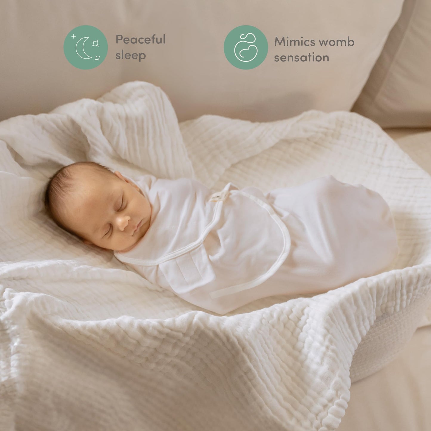 Sweety Fox - Saco de dormir para bebé de 0 a 3 meses GOTS Swaddles para recién nacidos, paquete de 3 unidades, musgo, manta para envolver