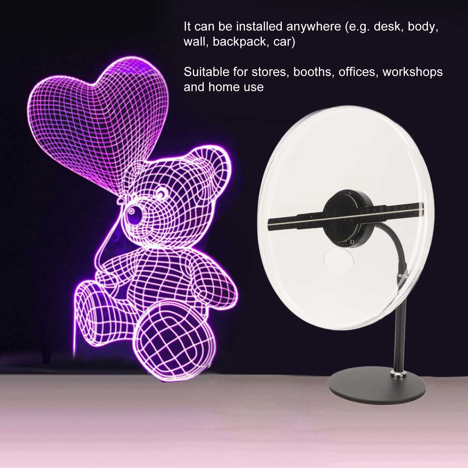 FOFY Ventilador de Exhibición de Publicidad de Holograma, Ventilador de Gota LED 3D 256 para Proyector Holográfico de Escritorio de Centro Comercial (Enchufe de EE. UU.)