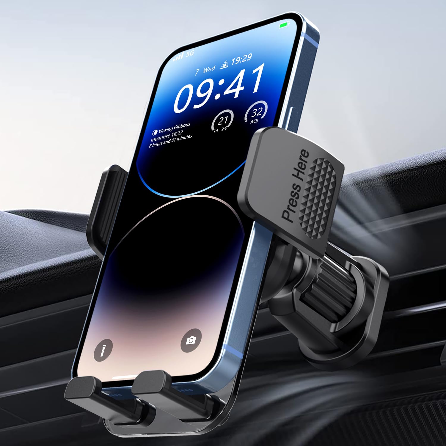 Soporte para Celular Miortior Negro con Rotación de 360° para Automóvil