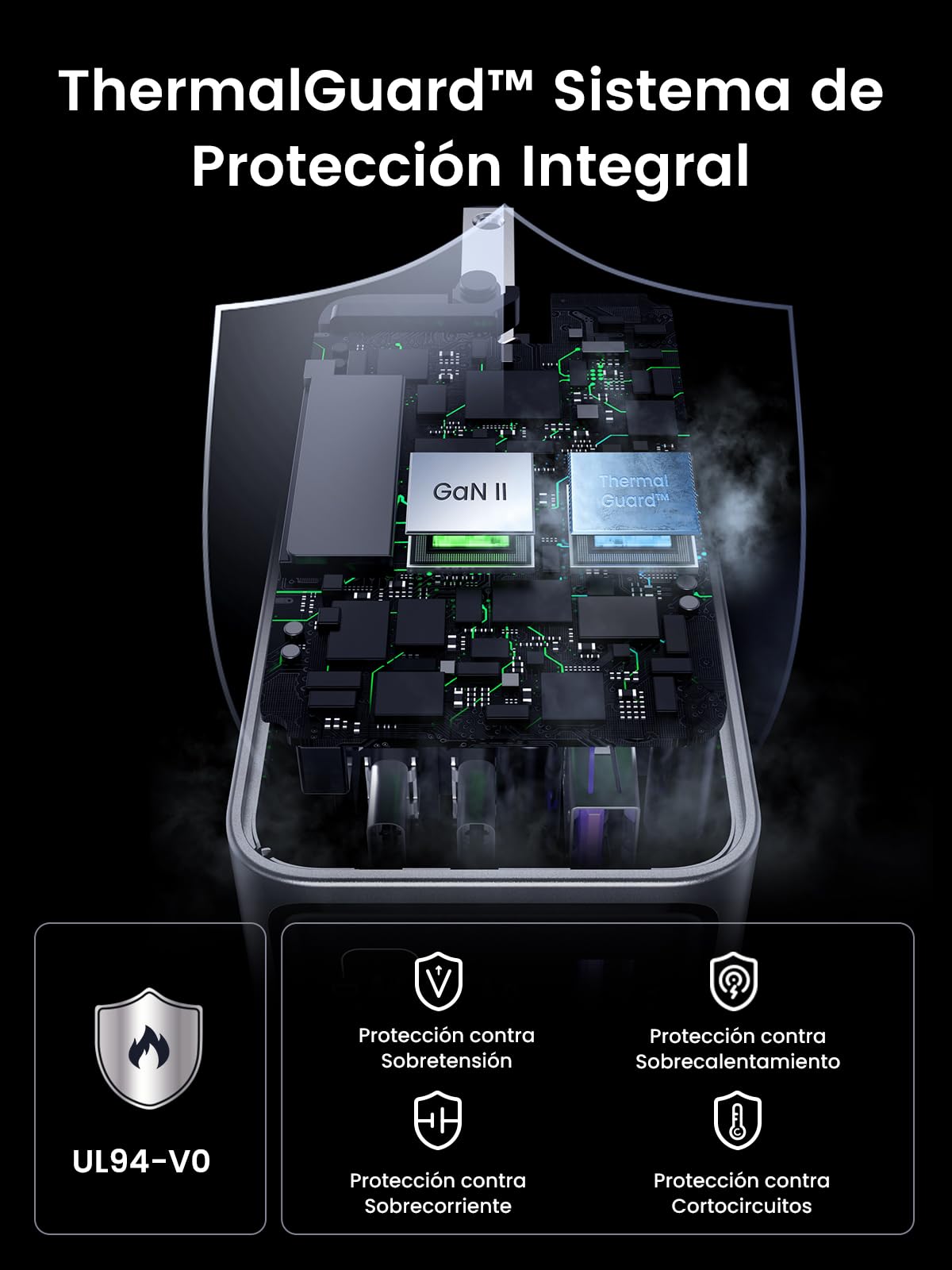 Cargador Tipo C UGREEN Nexode Pro 100W Blanco con PPS GAN y 3 Puertos para MacBook, DELL, iPad, iPhone, Galaxy, Pixel, Steam Deck