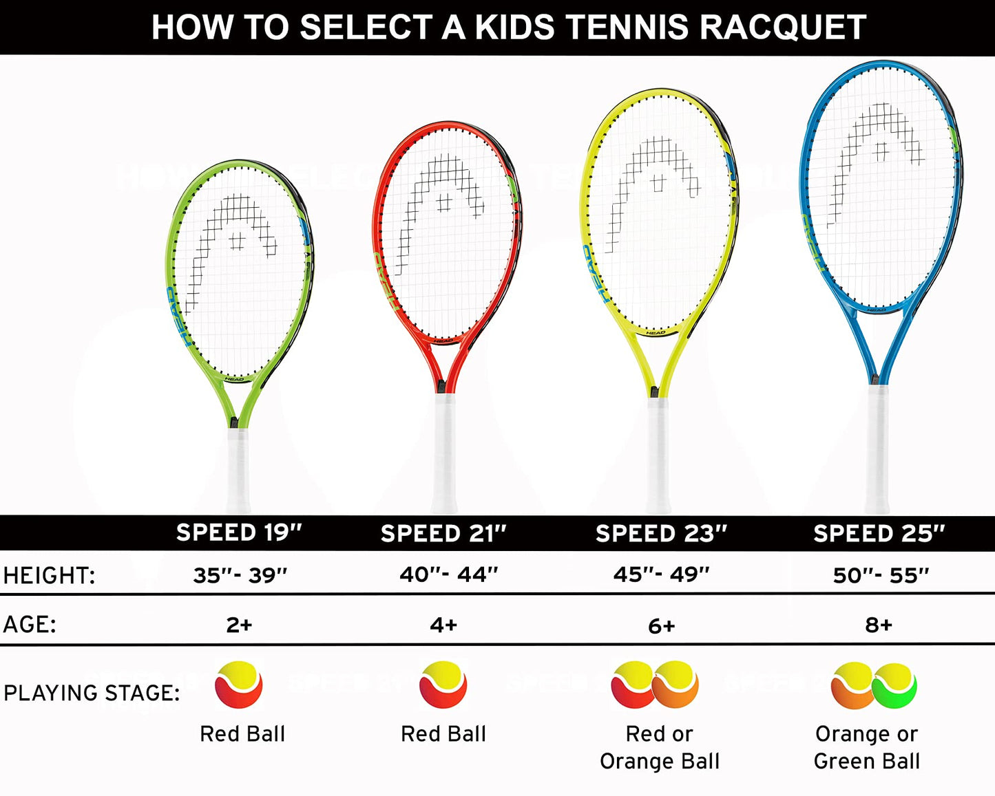 HEAD Speed Kids Raqueta de Tenis – Raqueta de Equilibrio de luz para Principiantes – 21 Pulgadas, Rojo