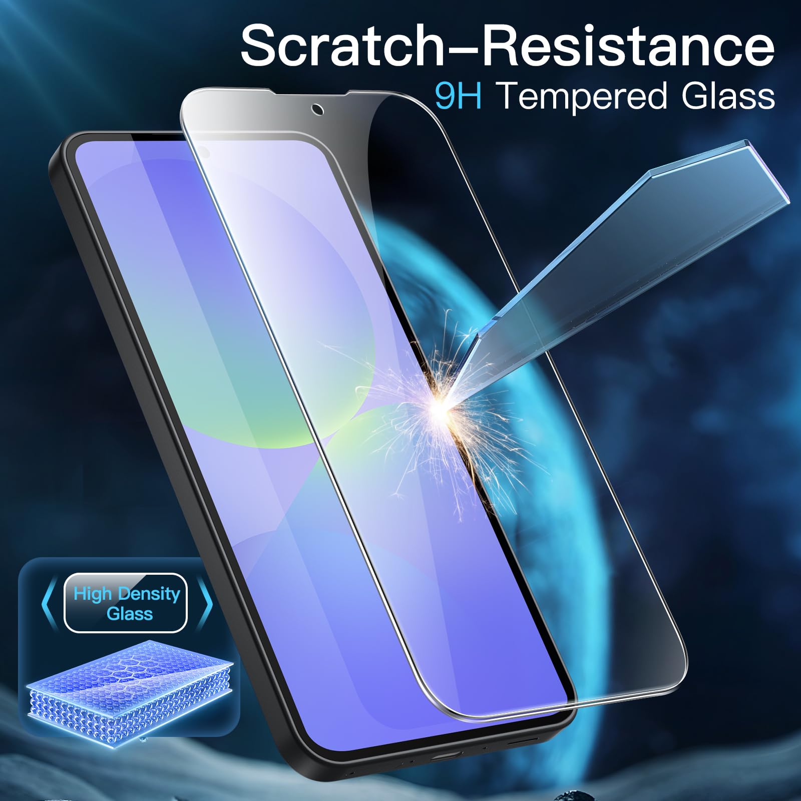 JETech 3 en 1 Funda Mate para Samsung Galaxy A36 5G con 2 Protector Pantalla Mica Cristal Vidrio Templado, Carcasa Antigolpes Translúcida Esmerilada con Protección Cámara (Negro)