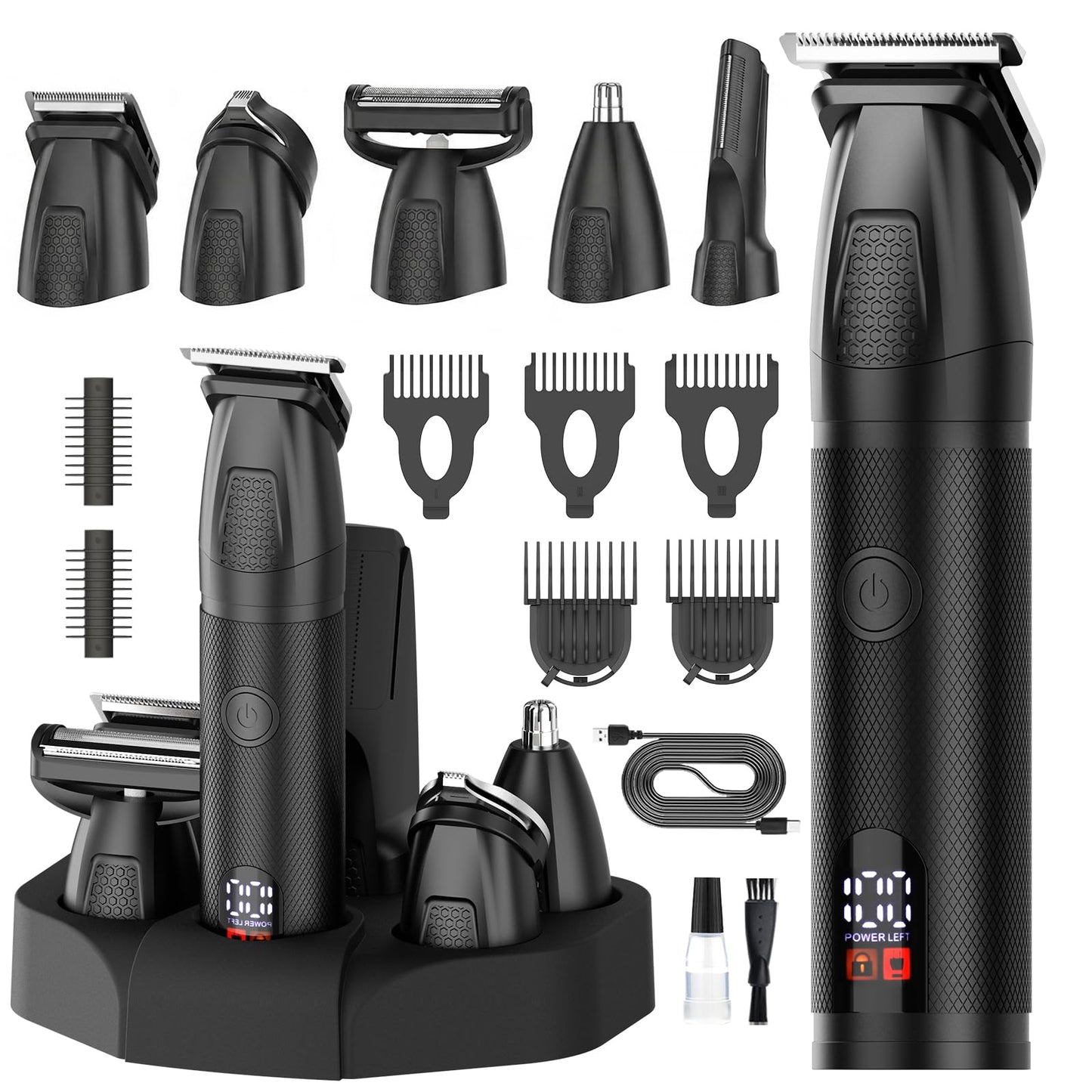 Bomxin - Cortadora de barba para hombres, maquinilla de afeitar eléctrica para nariz, cuerpo, cara y bigote, cortapelos 5 en 1
