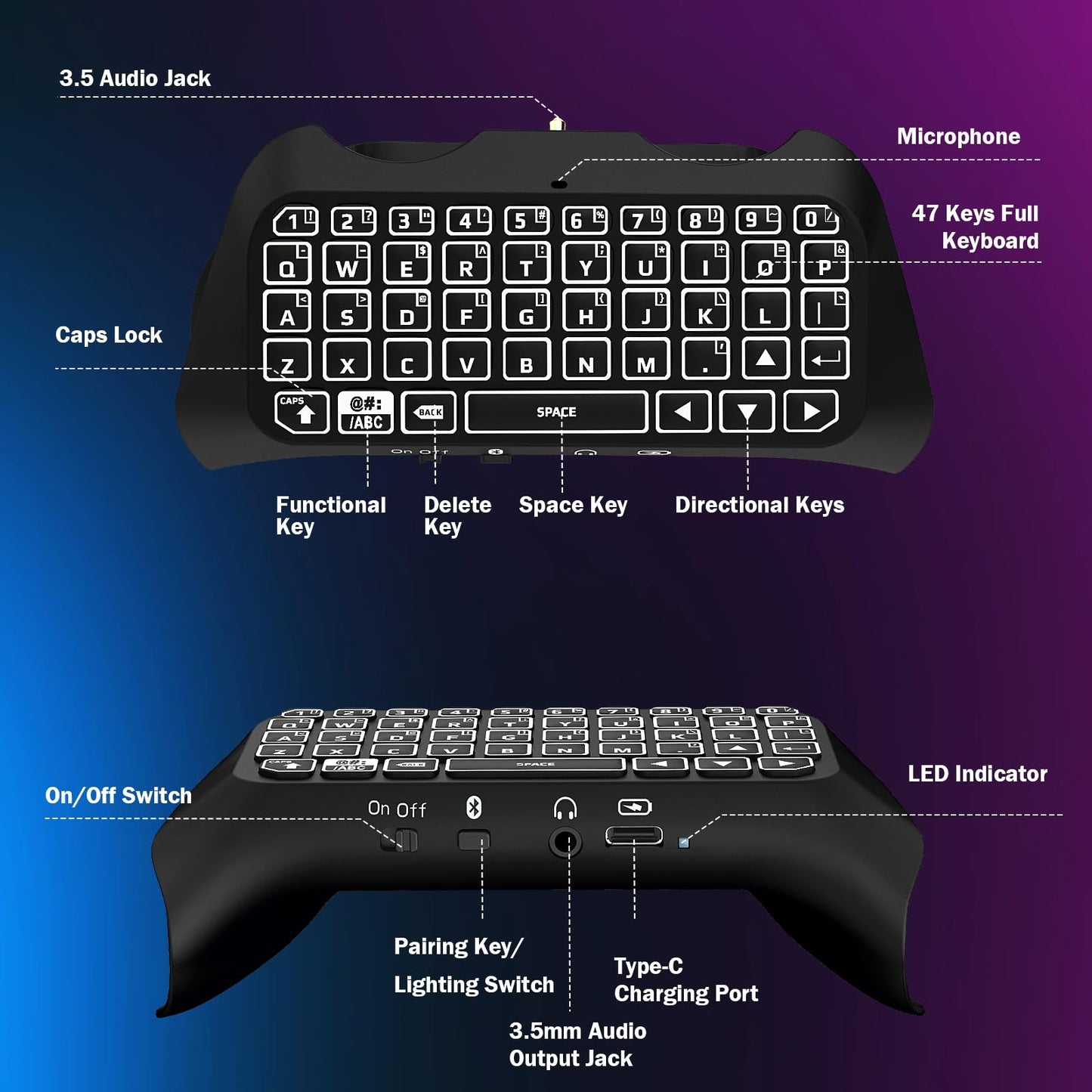 Teclado Inalámbrico TiMOVO Negro Blanco RGB Retroiluminación para PS5