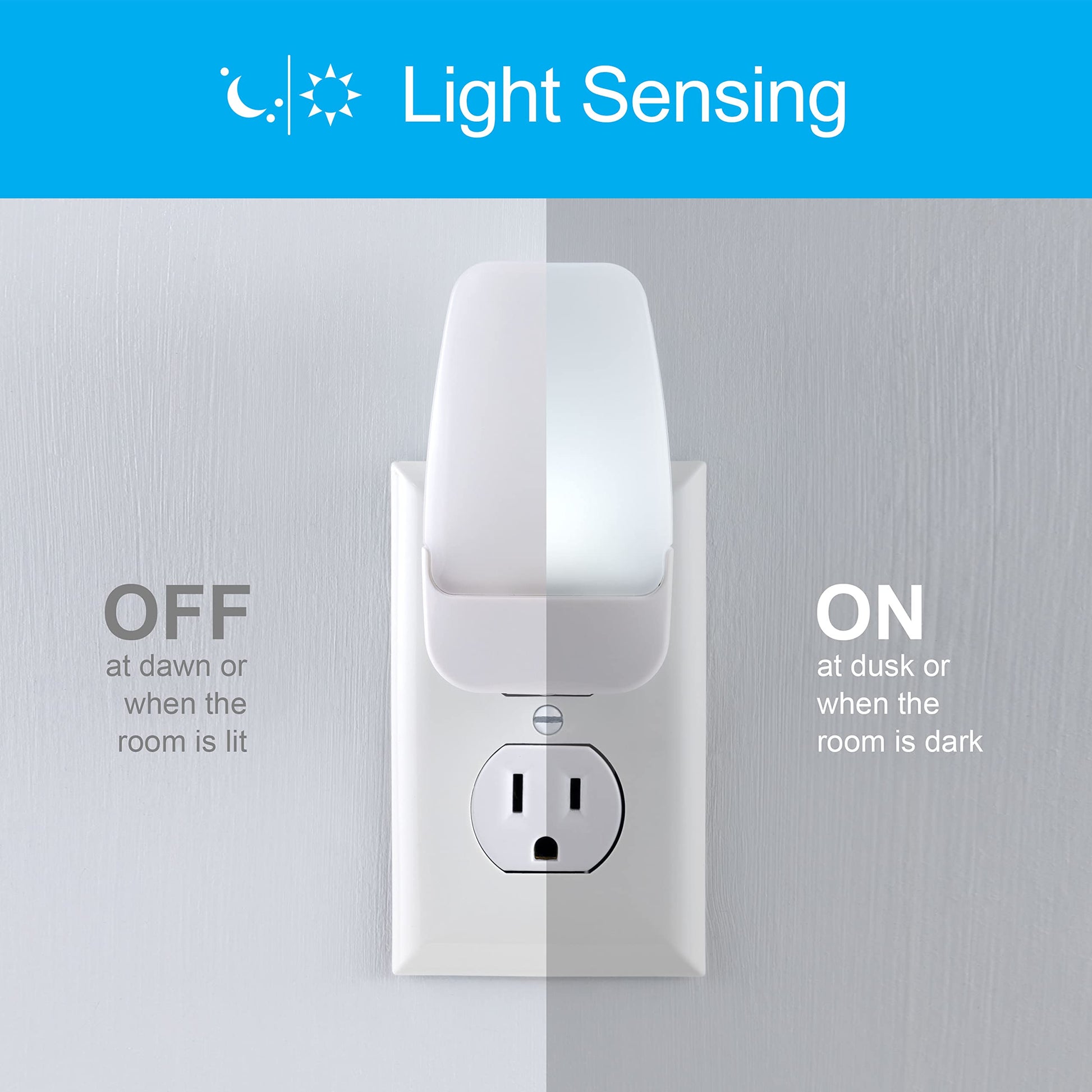 GE Luz De Noche Led Enchufable Sensor De Luz Blanco Frío Certificacion UL De Bajo Consumo Paquete De 2 Ideal Para Dormitorio Baño Guardería Pasillo Cocina Escaleras 55991