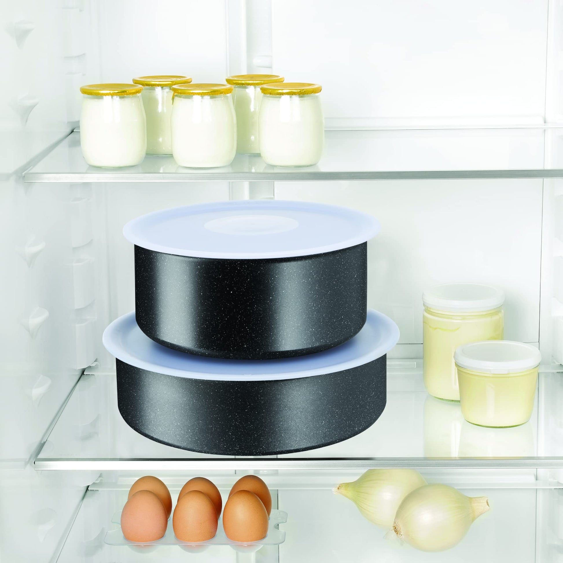 T-fal Ingenio Black Stone Batería de Cocina 8 piezas, Efecto Piedra con Mango Removible, Multifuncional, recubrimiento Mineralia+, Negro, L3999502