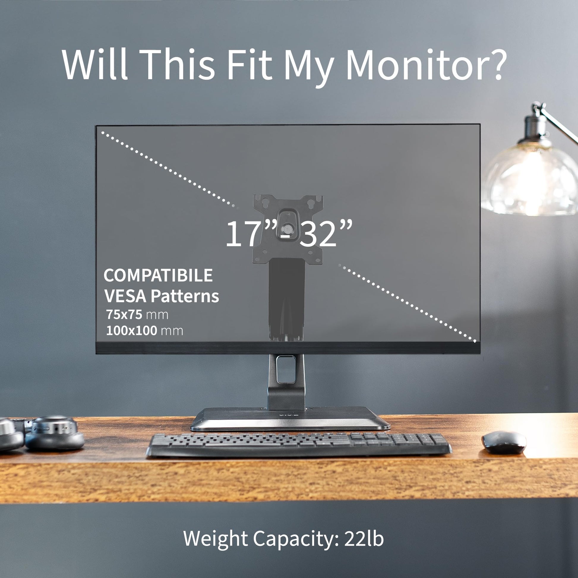 Soporte de Monitor VESA VIVO Negro con Brazo Neumático y Base Giratoria para Visualización Táctil