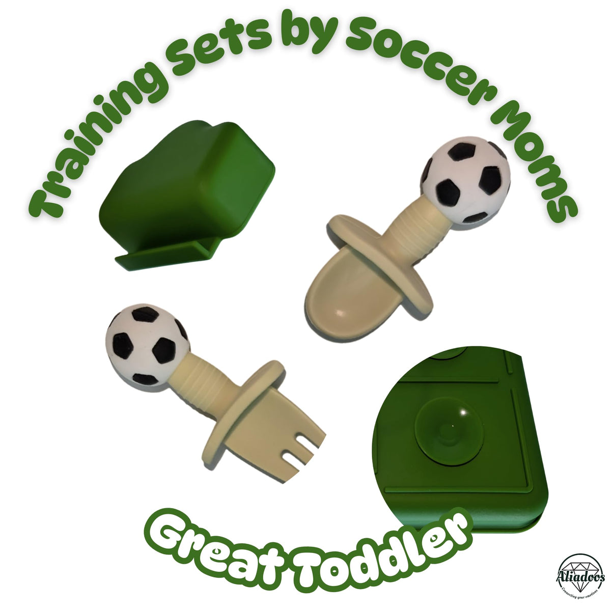 Juego de platos y utensilios de silicona para bebé, vajilla dividida de succión fuerte con tapa, tenedor y cuchara, esenciales de alimentación de grado alimenticio sin BPA, regalo temático de fútbol
