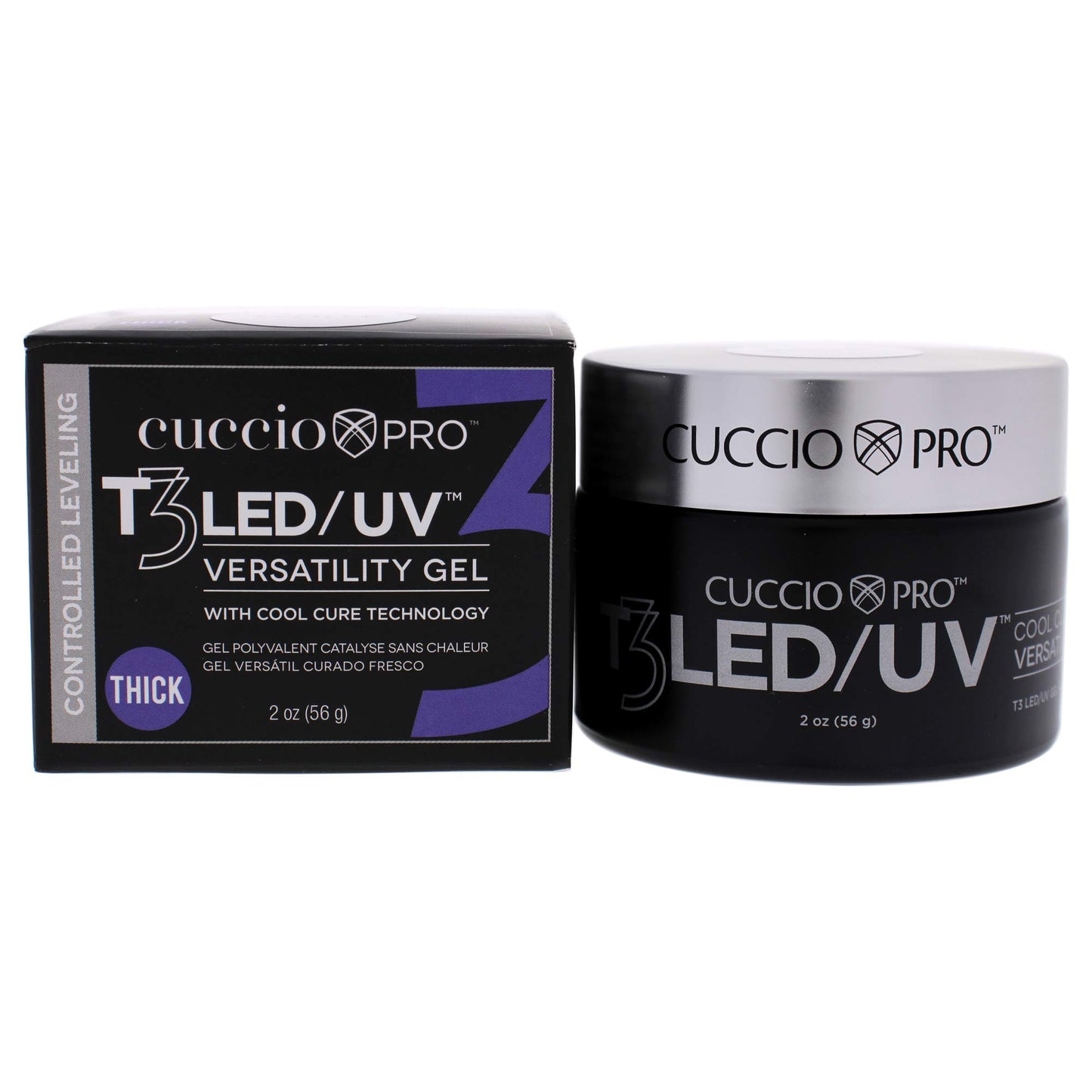 Cuccio Pro T3 LED/UV Cool Cure Versatility Gel - Controlled Levelling - Incredibly Flexible - Strong Adhesion - Thick Viscosity - Fast Application - Quick Cure - White - 56 G Nail Gel