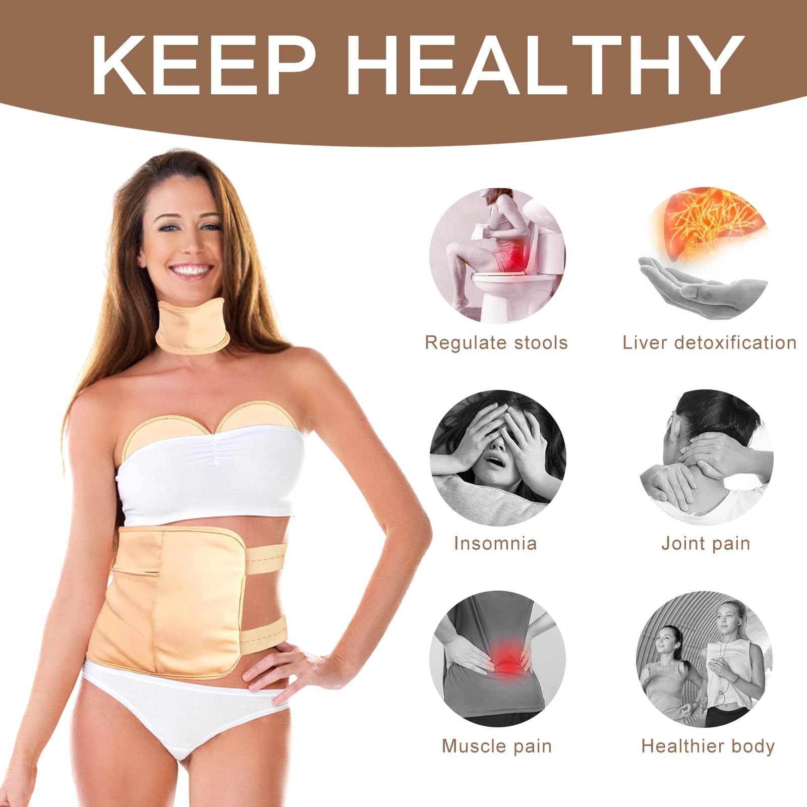 YHOVID Paquete De 4 Pzas De Aceite De Ricino Envoltura De Algodón Orgánico Para Detox Hígado, Estómago, Vientre, Cuello, Pecho Y Cuerpo Completo, Kit De Almohadillas Reutilizables Para Compr