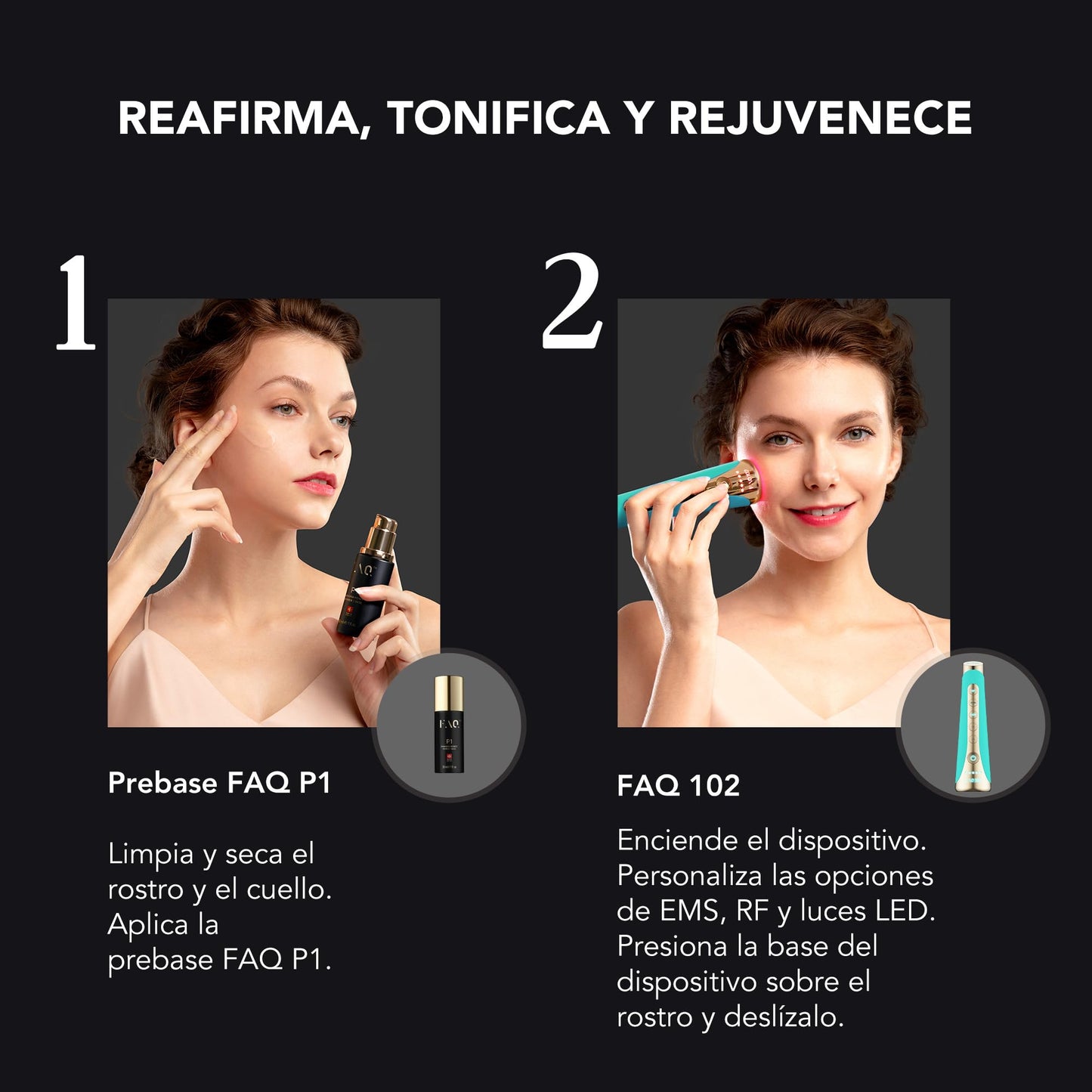 FAQ 102 Set Beauty Answer - Masajeador facial reafirmante con 8 luces LED + Prebase P1 Manuka Honey 30 ml - Preparación facial antes del cuidado - Ritual diario de belleza - Topaz