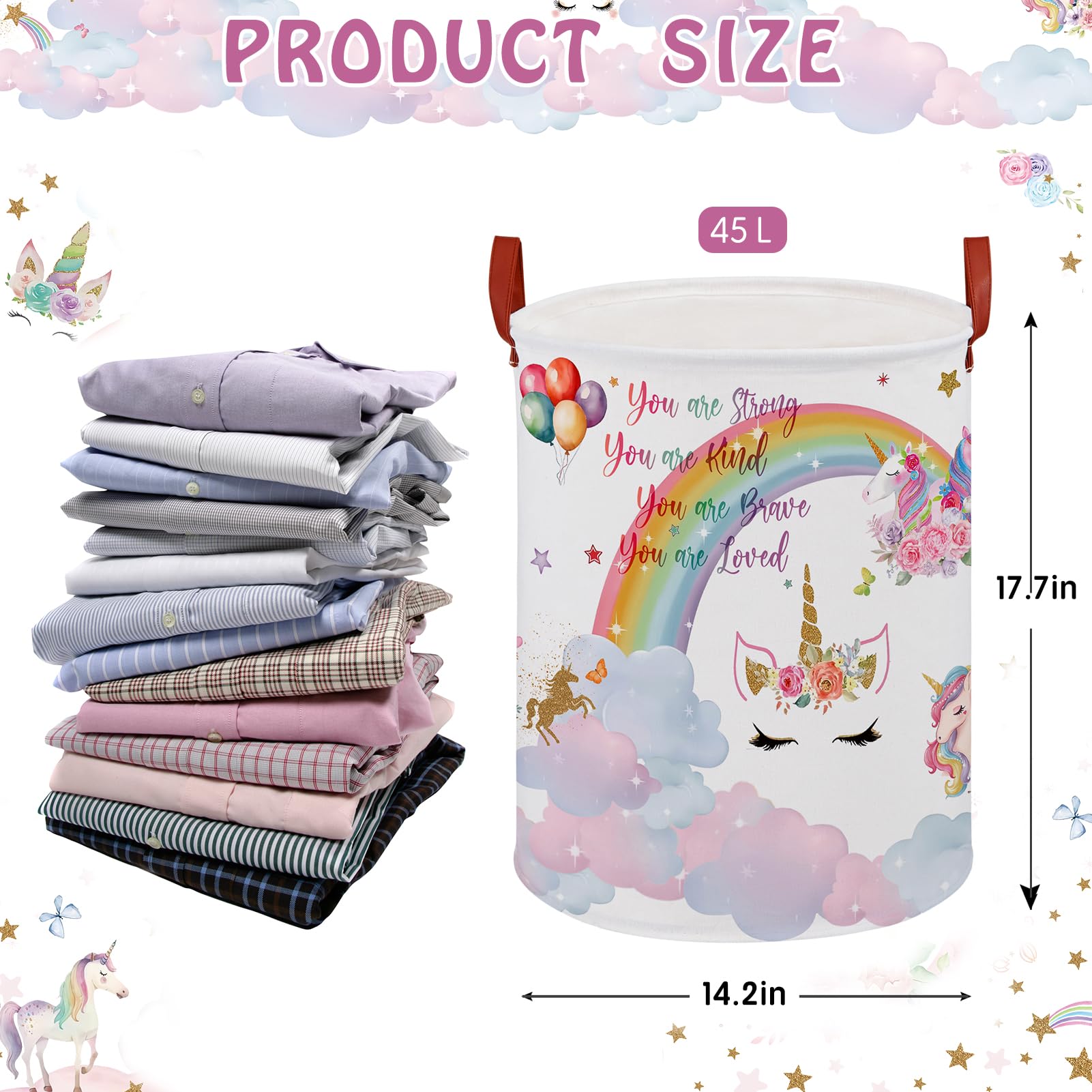 Cesta redonda para lavandería (unicornio nube)