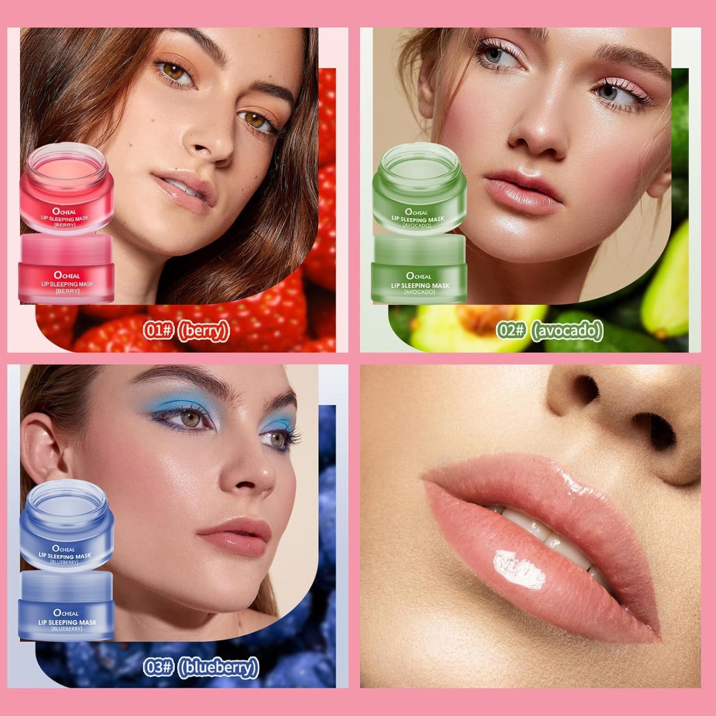 Mascarilla Hidratante Para Labios – Bálsamo Labial Reparador De Día Y Noche Para Labios Secos Y Agrietados – Reduce Las Líneas De Los Labios, Mejora El Color De Los Labios, Hidrata Y Rellena Los Labios Para El Cuidado De Los Labios (Berry)