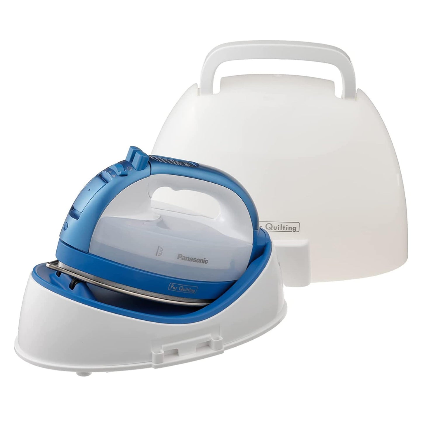Plancha Inalámbrica Panasonic Azul 360 Grados Puntal de Precisión Suela de Acero Inoxidable Anticalc para Almacenamiento y Transporte