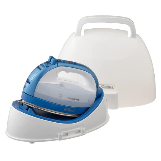 Plancha Inalámbrica Panasonic Azul 360 Grados Puntal de Precisión Suela de Acero Inoxidable Anticalc para Almacenamiento y Transporte