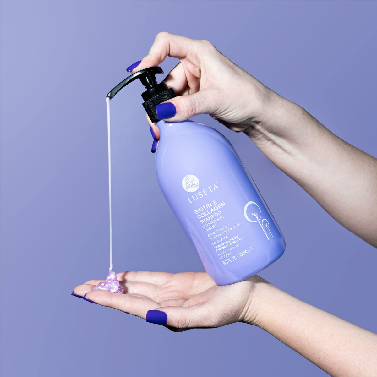 Shampoo Luseta Biotin Collagen Engrosador para Crecimiento Rápido del Cabello y Pérdida con Aceite de Argán, Sin Sulfatos