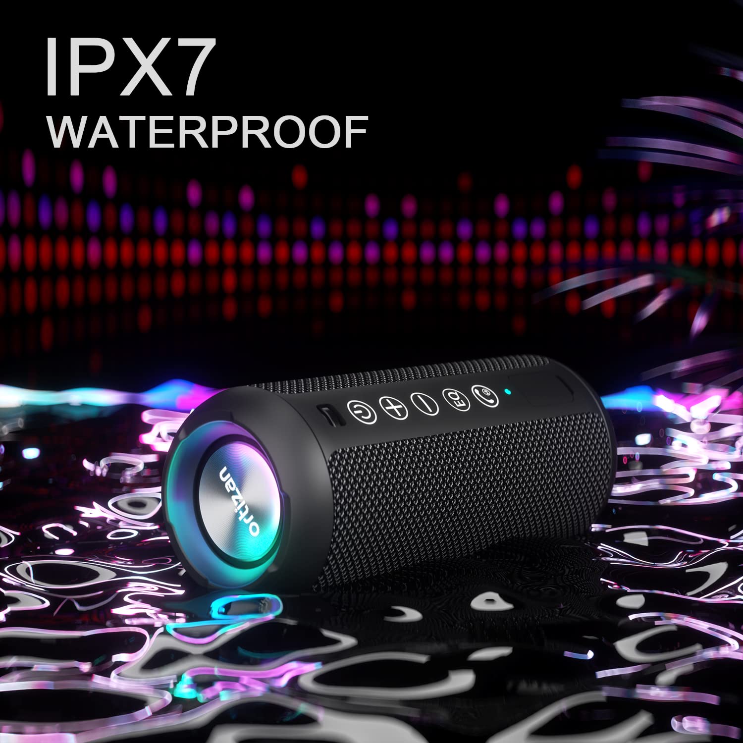 Ortizan Bocina Bluetooth Portátil, IPX7 Resistente al Agua con Sonido estéreo de 24 W, Altavoces Exteriores con Bluetooth 5.0, 30 Horas de reproducción, Rango Bluetooth de 20 m, emparejados duales