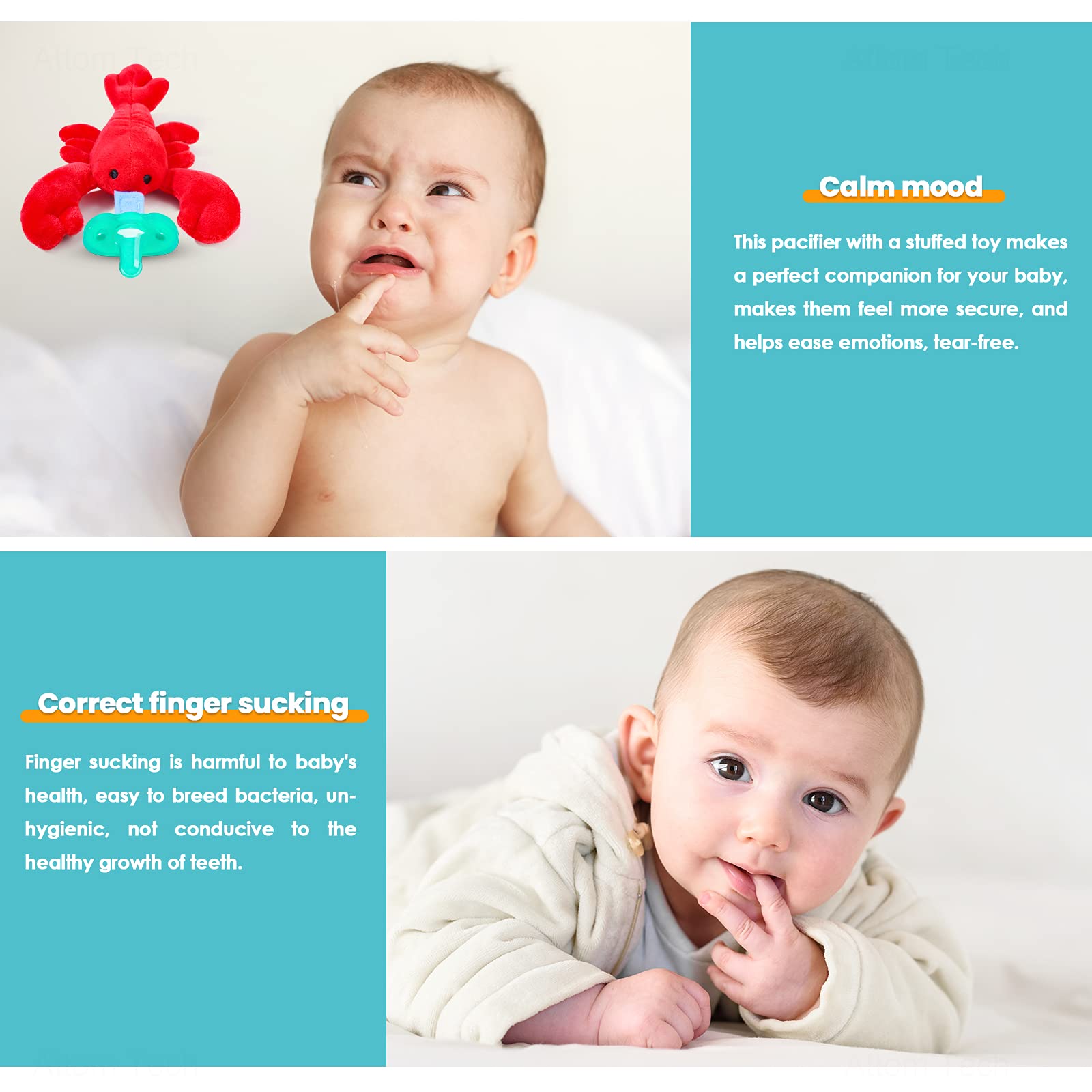 Chupete NiBaby Langosta Felpa Desmontable de Silicona para Bebé Recien Nacido