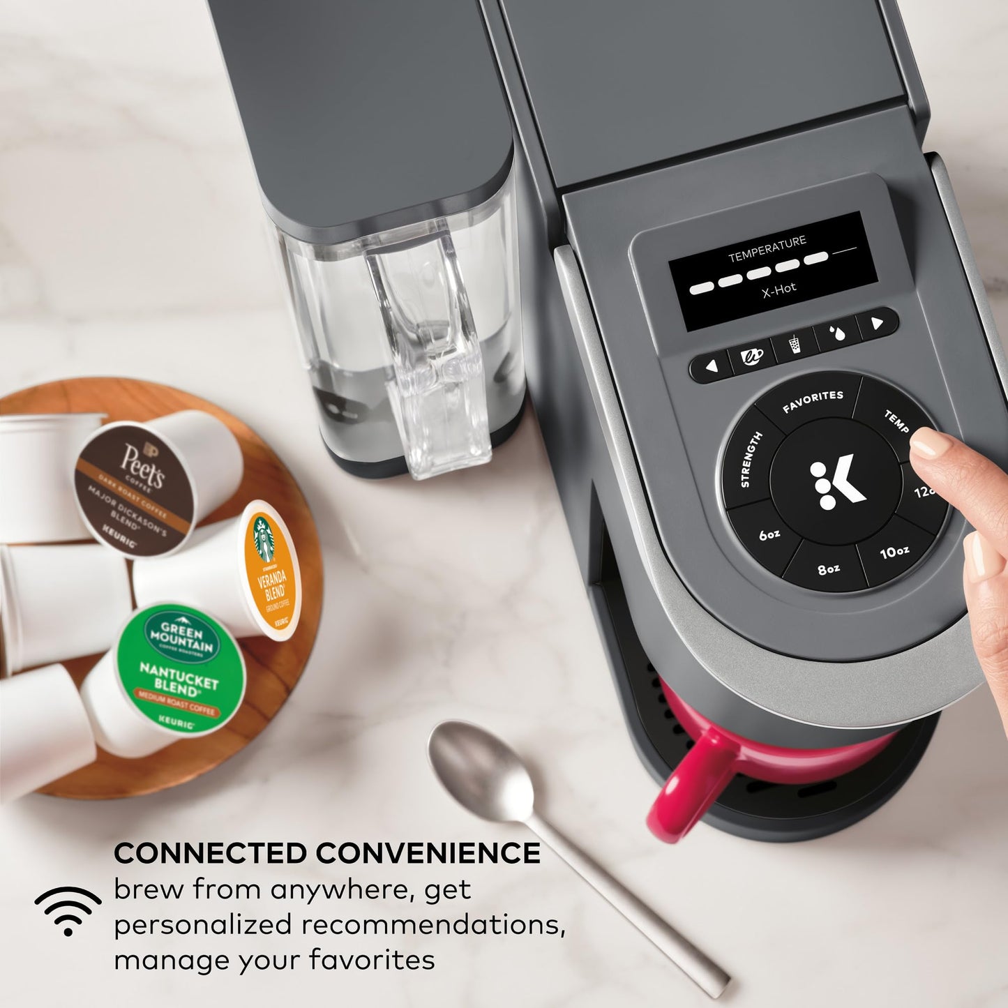 Keurig K-Supreme SMART - Cafetera de una sola porción con compatibilidad Wifi, 4 tamaños de cerveza y depósito extraíble de 66 onzas, compatible con Alexa, gris