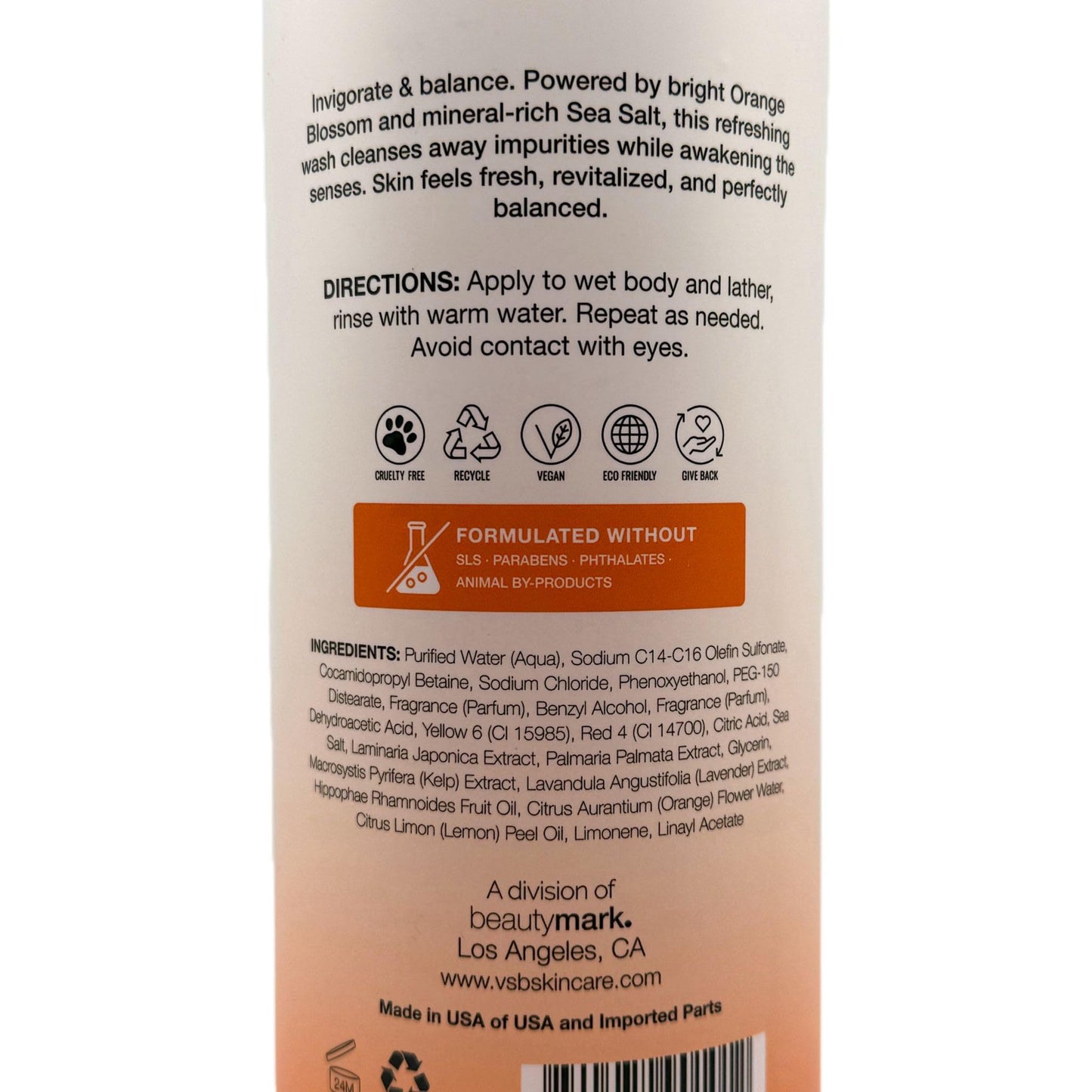 Vitamins And Sea Beauty Orange Blossom Body Wash Invigorating & Balancing Infused with Sea Salt 1 L