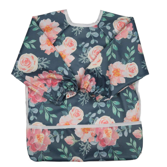 Babero con Mangas Sigzagor Floral con Bolsillo para Niños 1-3 Años