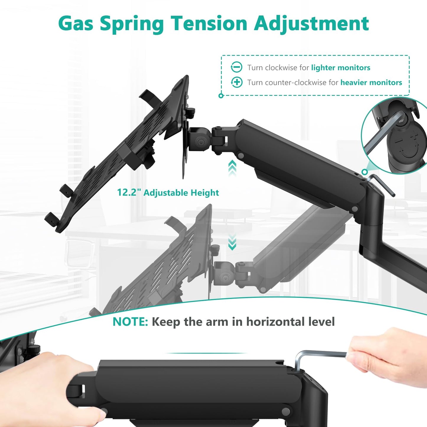 Soporte de Pared para Portátil WALI Ajustable de Movimiento Completo para Visualización de Computadora 2 en 1