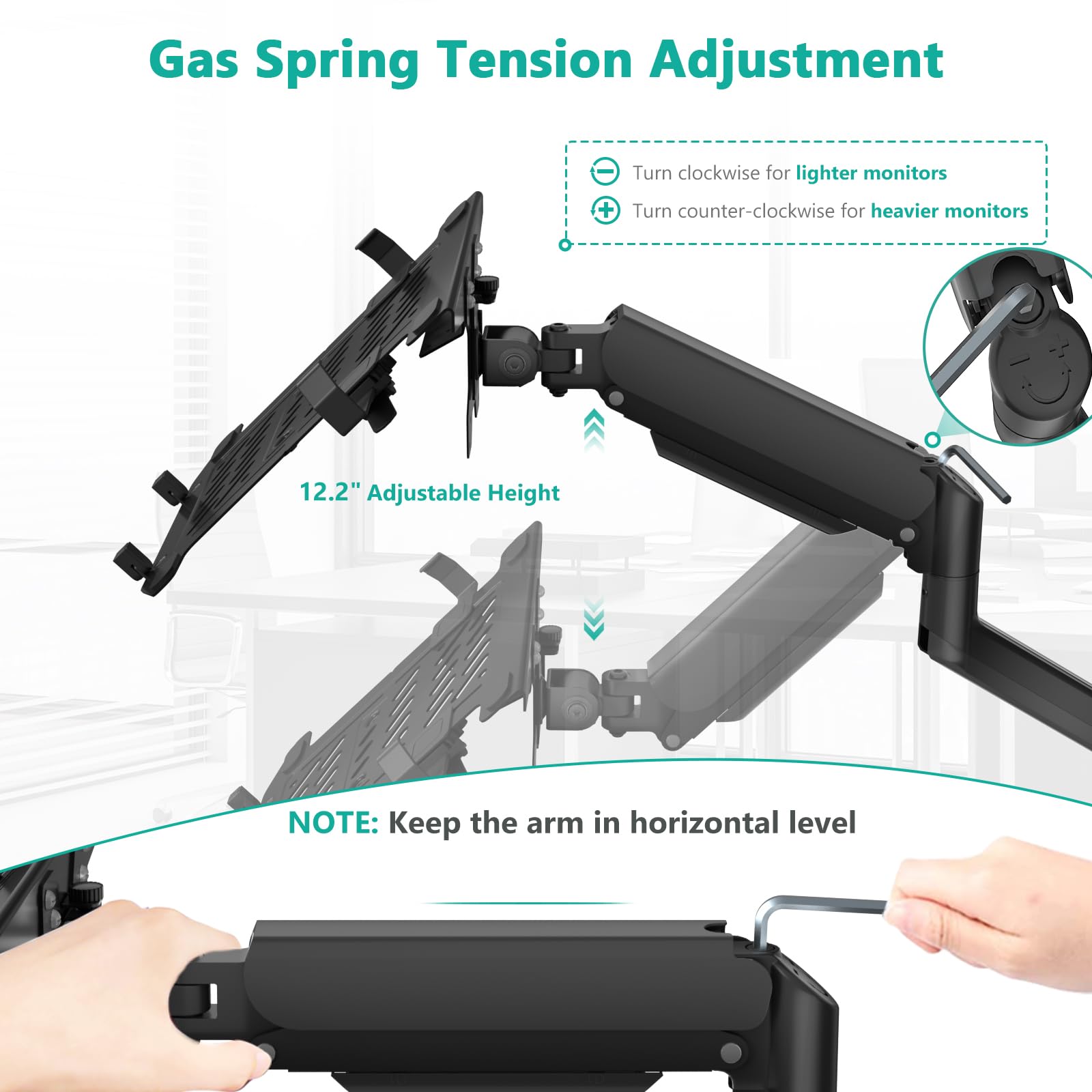 Soporte de Pared para Portátil WALI Ajustable de Movimiento Completo para Visualización de Computadora 2 en 1