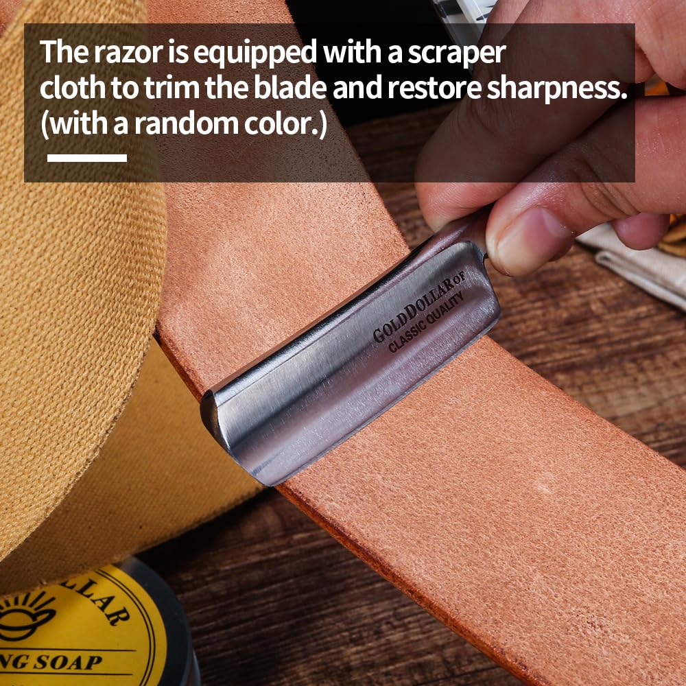 Gold Dollar- Navaja de afeitar retro para hombre con mango acrílico, para barbería, lista para afeitarse, sin raspador estabilizador