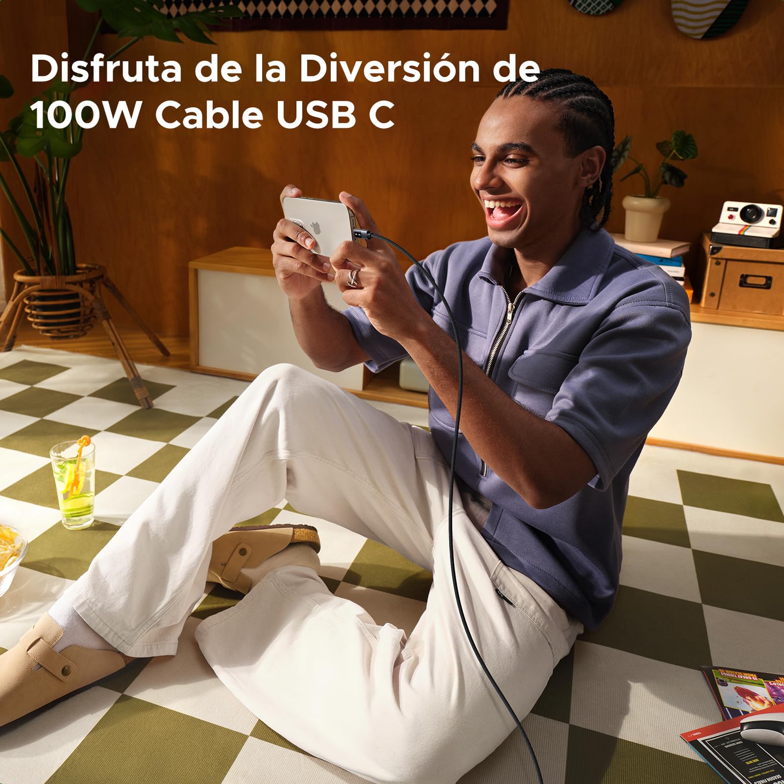 UGREEN UNO Cable USB C a USB C 100W (5A/20V) Tipo C PPS Carga Rápida PD 3.0 Pantalla Compatible con M4 MacBook Pro Air, iPad 2024, iPhone Air 17 16 15, Galaxy S25 S24 Ultra, Pixel 10 9 8, 0.5M, Negro