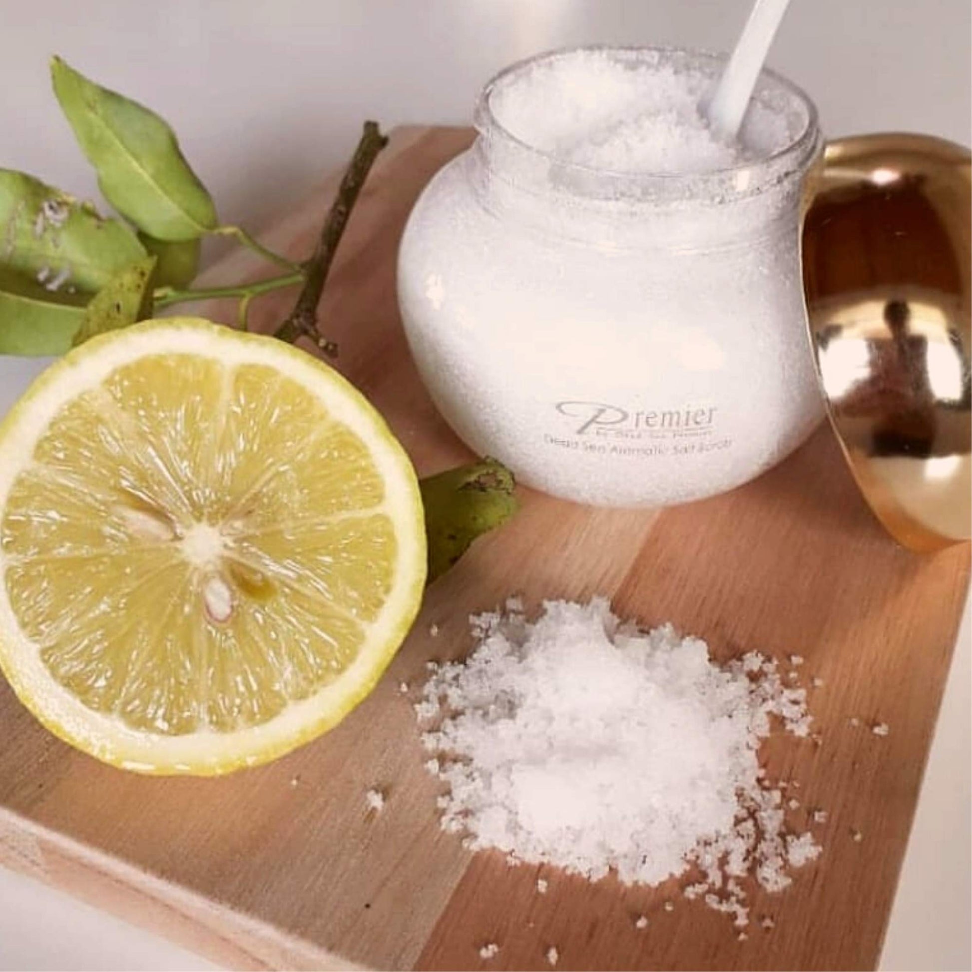 Exfoliante Corporal Premier Dead Sea con Tapa Dorada y Sales Minerales de Aromaterapia