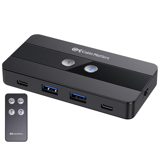 Cable Matters - Interruptor USB A/USB C de 4 puertos de 10 Gbps para 2 computadoras con control remoto