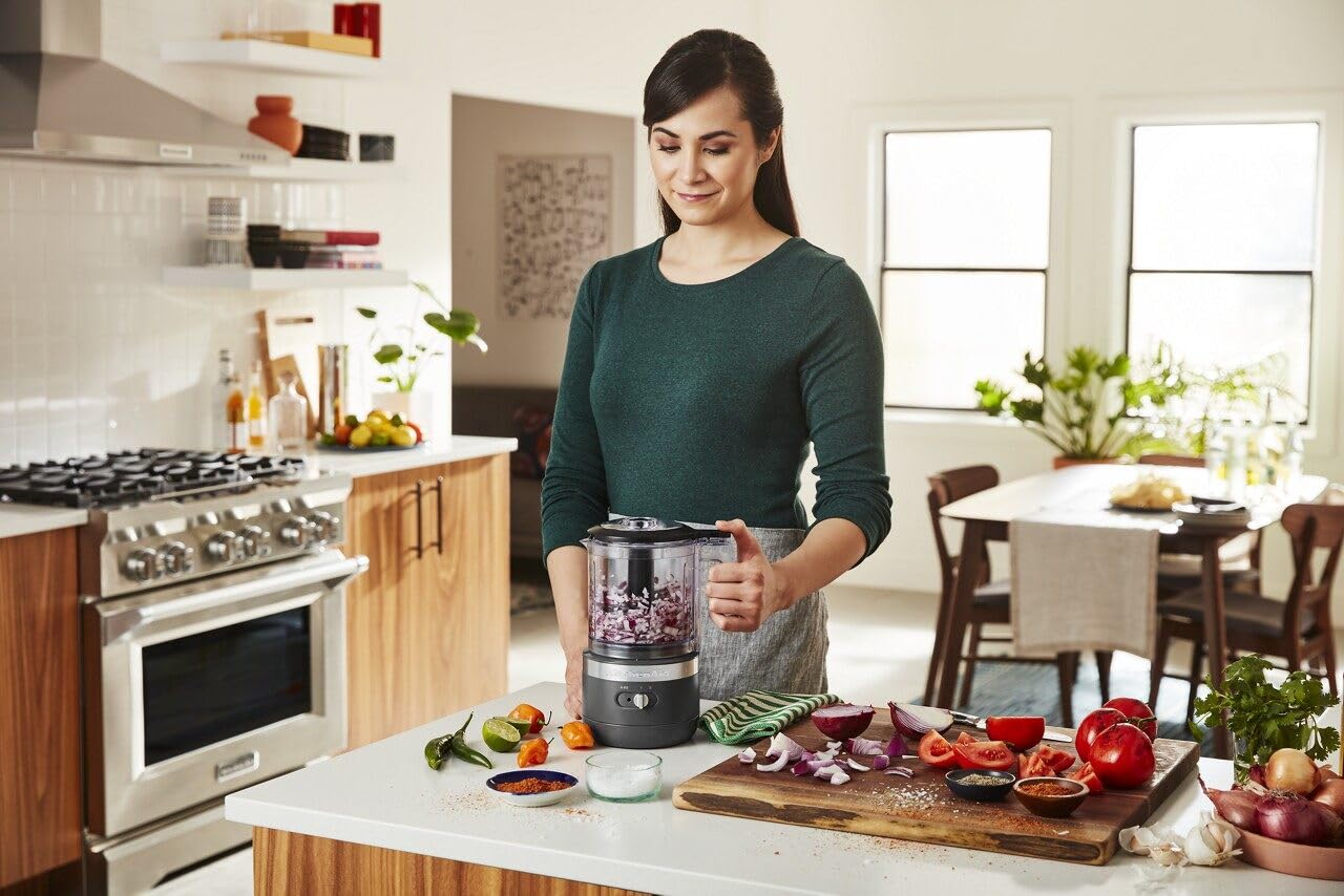 KitchenAid KFCB519DG - Picador de alimentos inalámbrico, 5 tazas, color gris carbón