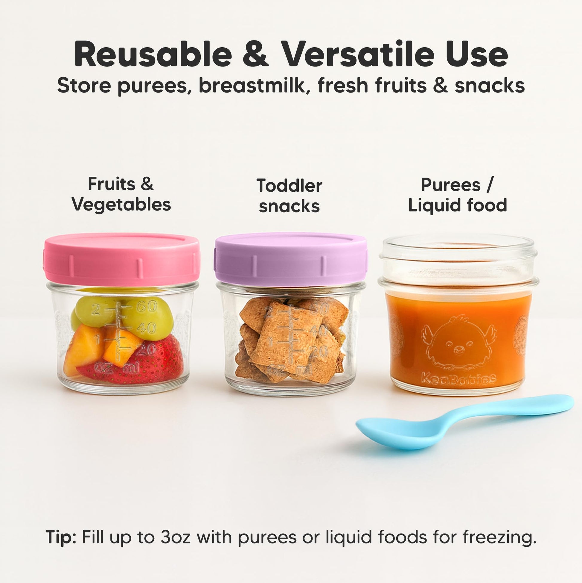 Juego de 12 recipientes para congelación de alimentos para bebés, 60 ml, a prueba de fugas, aptos para microondas, recipientes para almacenamiento de alimentos para bebés