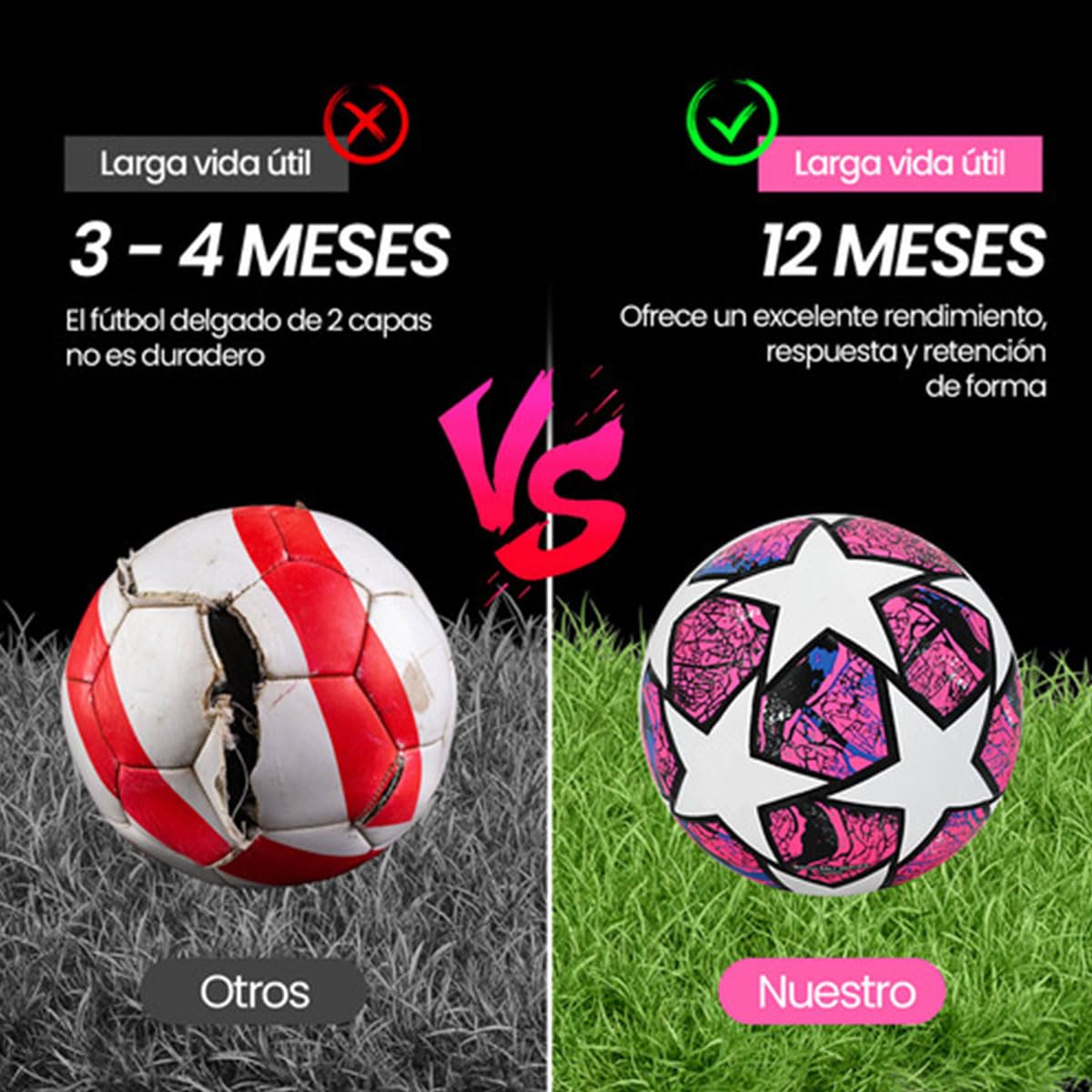 Balón de Fútbol QMCZLA Rojo tamaño 5 para Entrenamiento Juvenil y Fans de la Champions League