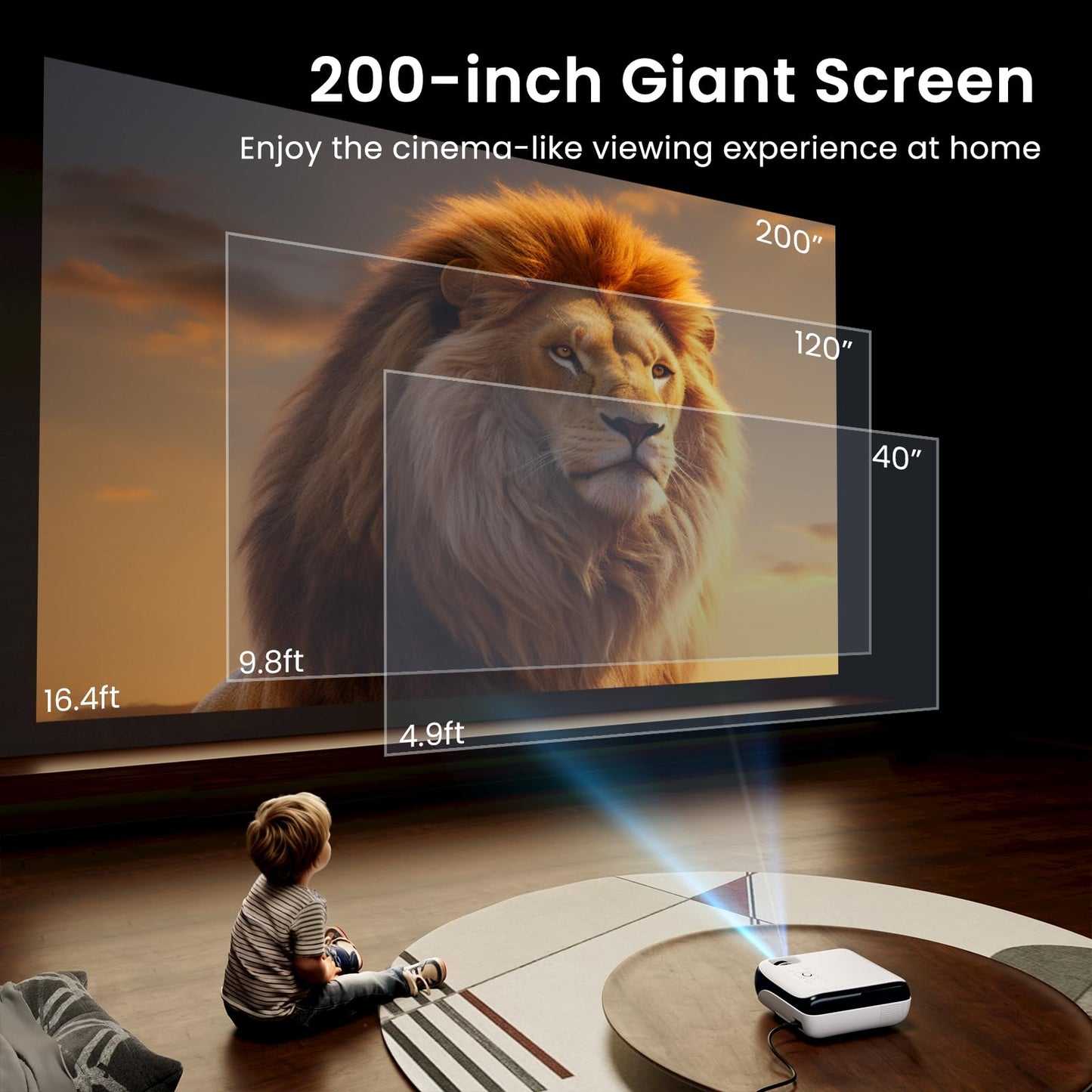 HAPPRUN Proyector, proyector Bluetooth Nativo 1080P, proyector de películas portátil para Exteriores de, Compatible con Smartphone, HDMI, USB, AV, Fire Stick, PS5